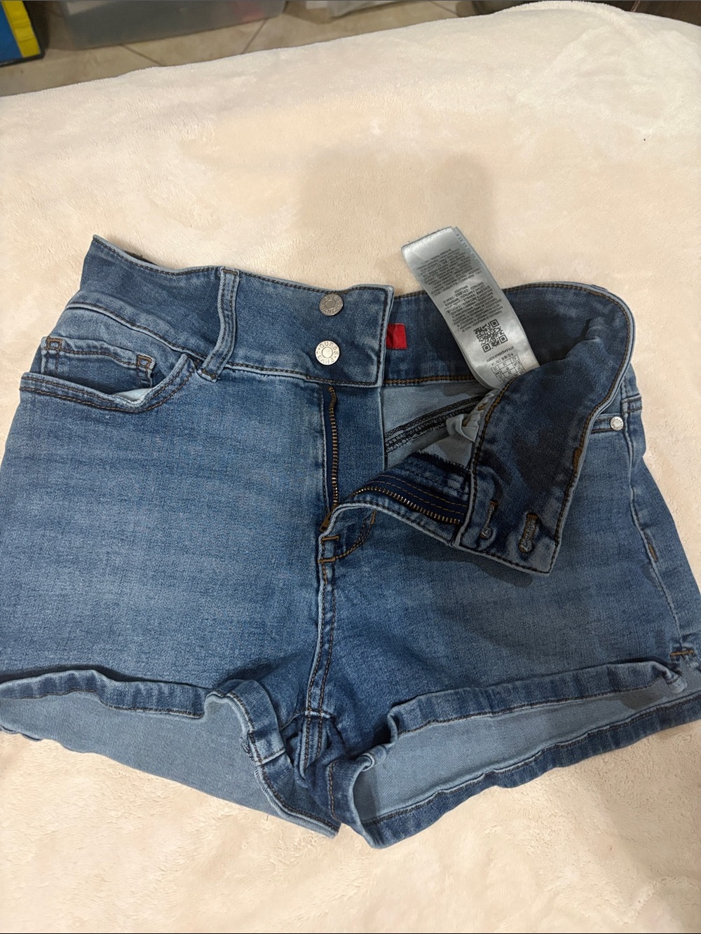 Guess Women's Mid-Blue High-Rise Jean Shorts
